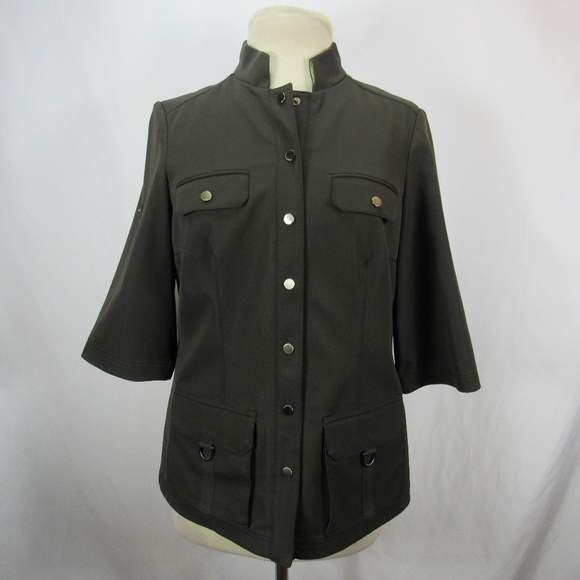 Worth Tops - Worth Dark Green Utility Snap Button Top Blouse
